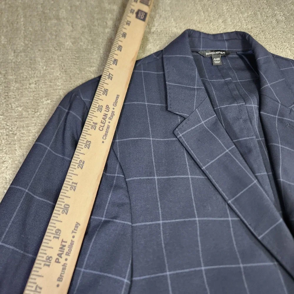 Banana Republic Blazer Men 44R Slim Fit Smart Weight Performance Wool Blend Navy